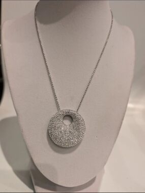 Swarovski Crystal Pave Stone Pendant 1156317 Organic Necklace Silver Tone